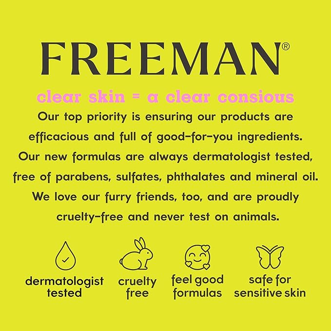 Freeman Cleanser + Mask, Moisturizing & Purifying Cream-To-Foam Face Wash, Multipurpose Skincare, Face Cleanser & Face Mask, AHA's & Botanical Extracts Facial Mask, 3 fl.oz./ 89 mL Tube, 1 Count