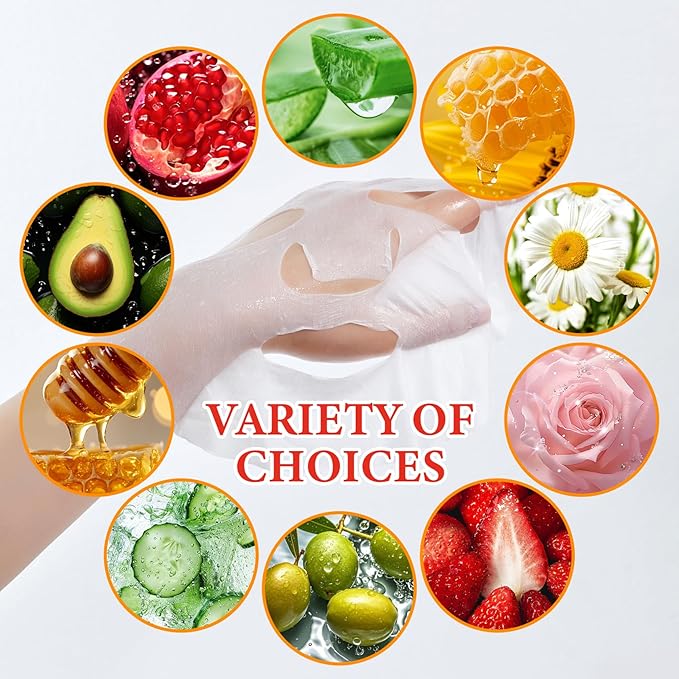 10 Pack Variety Facial Sheet Masks Skin Care Set, Hydrating Bulk Sheet Face Masks Skincare Gifts Set for Women Men, Long Lasting Moisturizing Face Mask Skincare for All Skin Type（B)