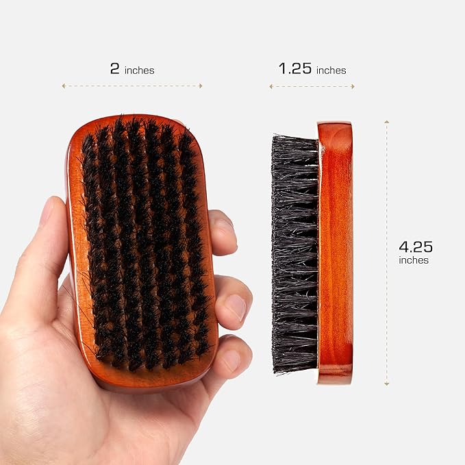 Red by Kiss Beard Brush with 100% Natural Boar Bristles for Men, Premium Wooden Brush, Beards Mustaches Grooming Shaving Comb, Tame and Soften Facial Hair (Military)