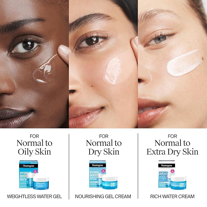 Neutrogena Hydro Boost Gel Cream, 48 Hr Hydration for Normal/Dry Skin, Fragrance Free, Face Moisturizer with Hyaluronic Acid, 1.7 oz. & Trial Size Hydro Boost Hydrating Gel Cleanser, 0.5 fl oz