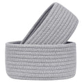 【2 Pack】ABenkle Small Woven Baskets, Tiny Oval Shallow Storage Baskets, Mini Cotton Rope Empty Decorative Basket, Boho Little Organizer Bins for Bathroom, Cat Dog Toy Gifts Baskets