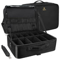 MONSTINA Extra Large Makeup Case 17 Inch Travel Makeup Train Case Professional Makeup Artist Case Nail Polish Organizer Storage Box with Two Adjustable Shoulder Strap