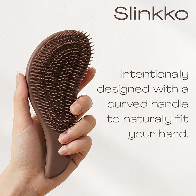 Wave Detangling Brush for Wet & Dry Hair, Dual Flexible Bristles, Anti-Breakage Hair Brush for Curly, Thick & Fine Hair, Women & Kids – Smoked Cocoa