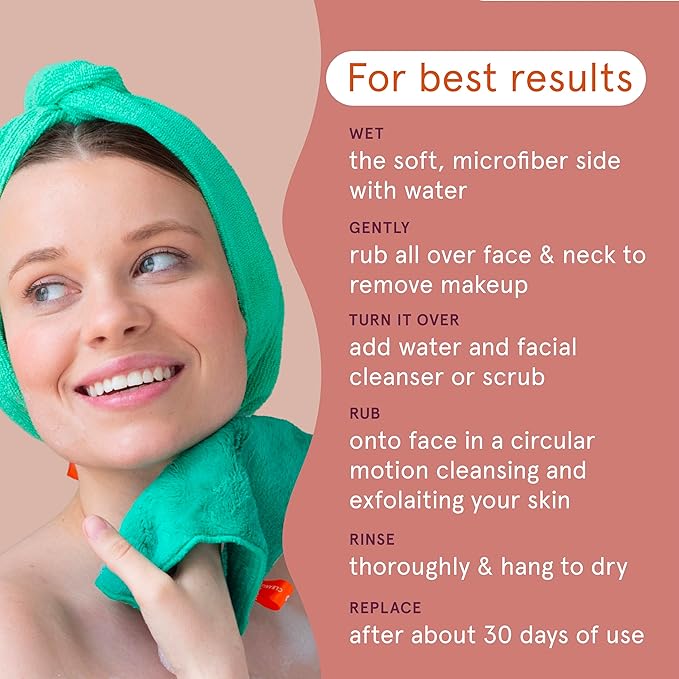 Cleanlogic Bath & Body Exfoliating Dual-Texture Face Cloths, 3 Pack, Premium Quality Facial Wash Cloths for Cleansing Sensitive Skin