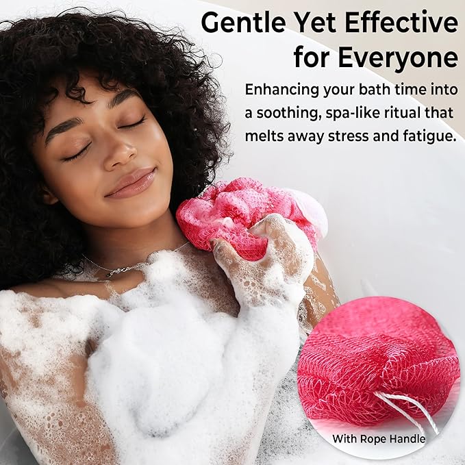 African Net Sponge Authentic - 2 Pieces Exfoliating Body Scrubber Bath Sponge - Loofah Washcloth Back Scrub for Shower Body Exfoliator - Face & Skin Care Bathroom Essentials for Women