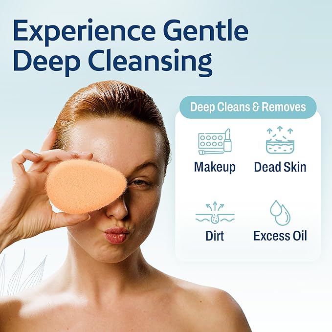 HartFelt 8ct Tear Drop Face Scrubber for Women | Reusable Facial Sponges for Daily Cleansing | Facial Exfoliating Pads for Removing Dead Skin, Dirt & Makeup | Made in USA
