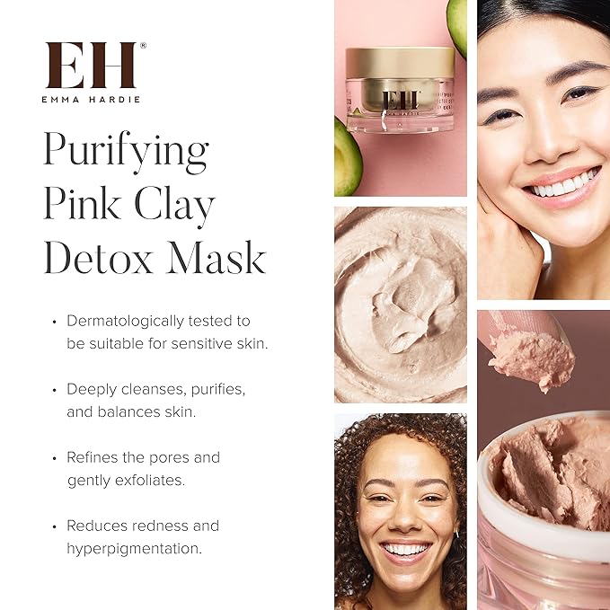 Emma Hardie Hydrate & Protect Kit, Gift Sets Includes: 50ml Moringa Cleansing Balm, 15ml Midas Touch Revitalising Cream, 15ml Protect & Prime SPF30 Cream, 15ml Pink Clay Detox Mask & a Cleansing Cloth