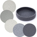 Coga Trivets for Dishes, Pots and Pans, 7 Inch Hot Pads - 5 Pcs with Storage Basket for Countertops, Pot Holders for Kitchen, Cotton Table Protector Hot Mats Heat Resistant (Mix)