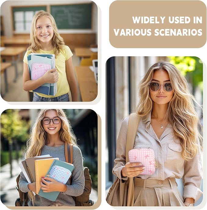 Period Bag for Teen Girls, Canvas Sanitary Napkin Storage Bag with Zipper, Portable Menstrual Pad Bag Tampon Holder for Purse