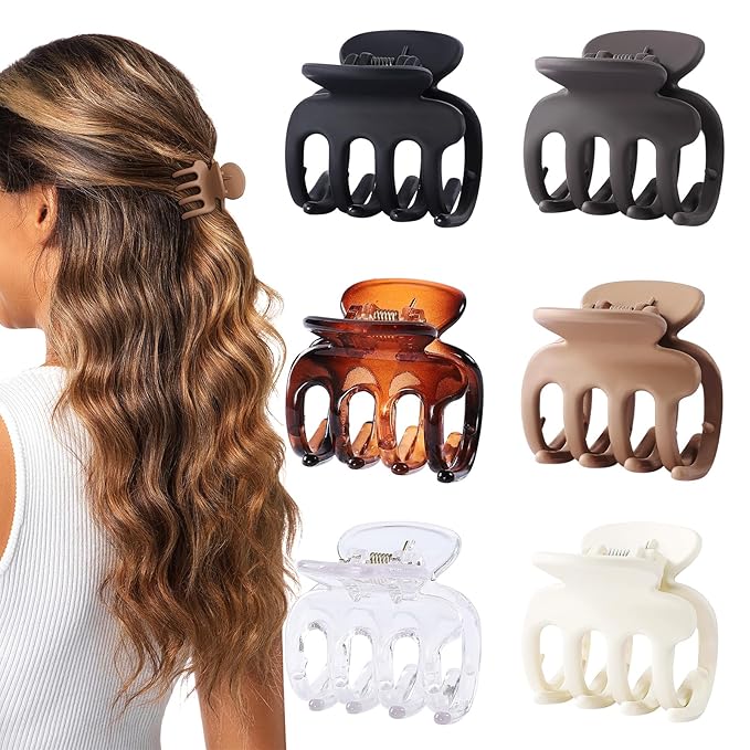 6 Pcs Hair Clips Small Claw Clips for Thin Hair Medium Matte Non-slip Hair Accessories for Women and Girls (Transparent)