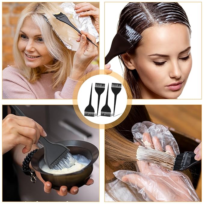 4pcs Hair Coloring Brush, Hair Comb Tool Kit, Color Tint Applicator, Dye Brush Applicator for Highlighting and Coloring Sections, Salon Tools for Home and Professional Use