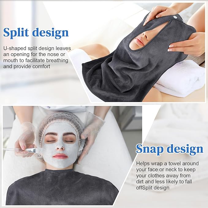 VitalCozy 12 Pieces Facial Towels Split Design Soft Esthetician Towels Removing Spa Microfiber Face Cloth for Home Salon Facial Steam Massage and Cleansing(Dark Gray)