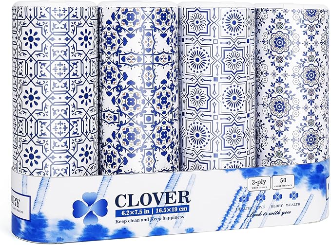 Car Tissue Holder,Facial Tissues Bulk,Travel Tissues, 4 Tubes Tissues with Lotion, Round Tissue Box for Car tissues Cylinder(200 Sheets,3-ply)