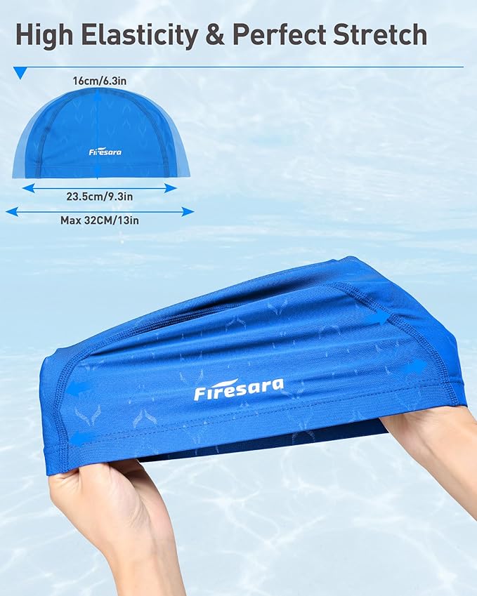 Firesara Fishtail Fabric Swim Cap for Men Women, Breathable High Elasticity Swimming Cap Hair Protection Quick Dry Soft for Long Hair Short Hair, Kids Boys and Girls