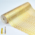 Shelf and Drawer Liner for Kitchen Cabinet,Non-Adhesive Waterproof Oil-Proof Easy Clean Shelf Liner for Dresser & Bathroom Vanities with Adhesive Dots & Cutting Tool(17 in X 20 Ft Gold Lace)