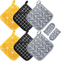 Heat Resistant Potholders Hot Pads-6 Kitchen Pot Holders Set with 2 Pan Hot Handle Holders Trivet for Cooking and Baking,with Recycled Infill Terrycloth Lining(Mixed,8 Piece)