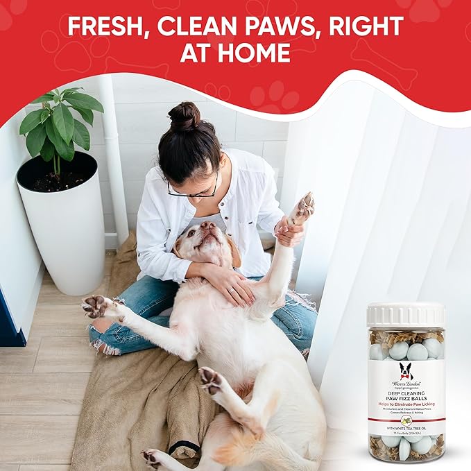 Warren London Deep Cleaning Paw Soak for Dogs – Soothes Itchy, Irritated Paws with Aloe Vera, Seaweed & Tea Tree Oil | Anti-Lick Paw Treatment | 5-Minute at-Home Spa for Dogs | 12 Fizzy Tablets