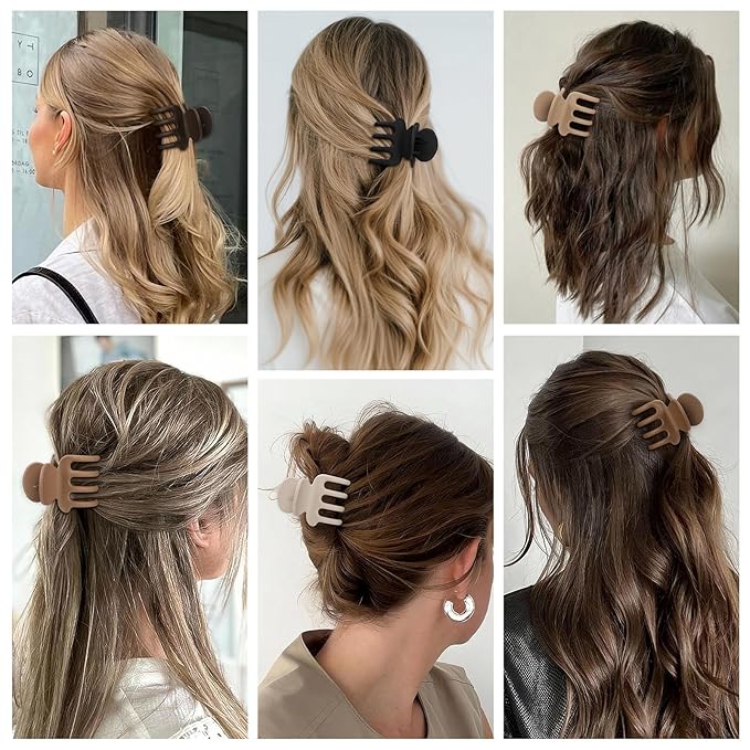 6 Pcs Hair Clips Small Claw Clips for Thin Hair Medium Matte Non-slip Hair Accessories for Women and Girls (Coffee Brown)
