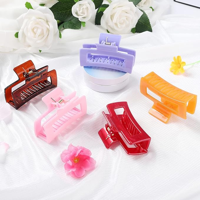 15 Pack Rectangle Hair Claw Clips Solid Color Hair Clips Stylish Elegant Barrettes for All Hair Types for Women Non-Slip Hair Jaw Clips