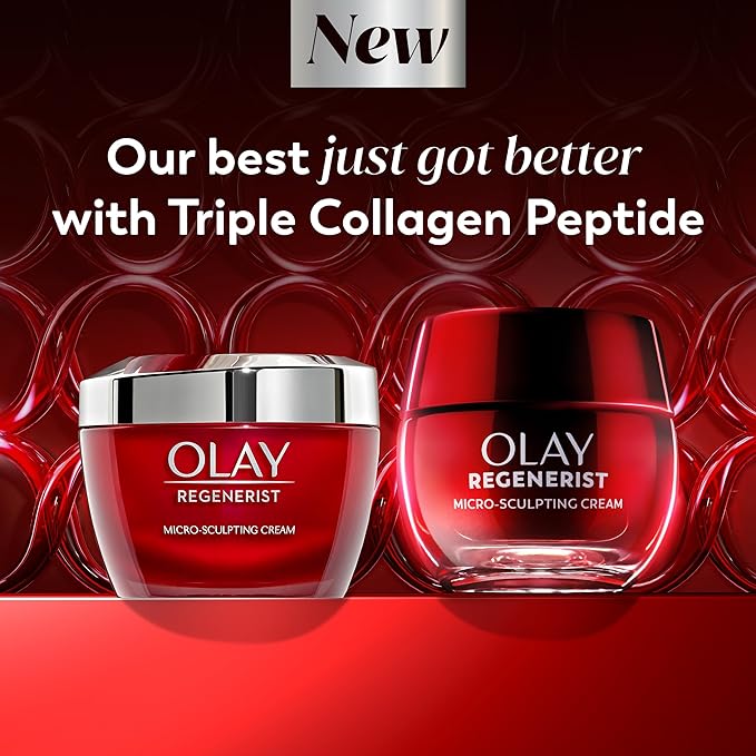 Olay Face Moisturizer, Regenerist Micro-Sculpting Facial Cream for Women - Anti-Aging, Anti-Wrinkle, Firming Skin Care - Triple Collagen Cream, Peptide Moisturizer, Hyaluronic Acid, Niacinamide, 1.7oz