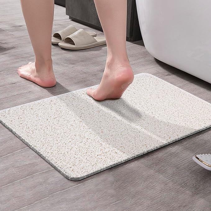 Asvin Soft Textured Bath, Shower, Tub Mat, 24x16 Inch, Phthalate Free, Non Slip Comfort Bathtub Mats with Drain, PVC Loofah Bathroom Mats for Wet Areas, Quick Drying