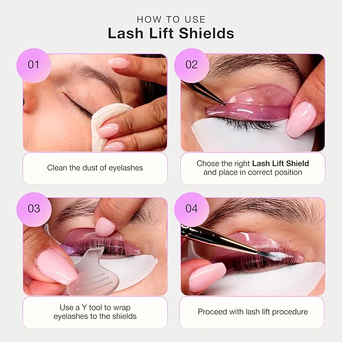 Curacoro Lash Lift Shields, 16 Pcs/8 Sizes Lash Lift Rods, Lash Lift Pads for Eyelash Curling and Lifting, Reusable Silicone Lash Rods For Eyelash Perm Lamination