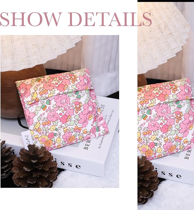 DGAZ Sanitary Napkin Storage Bag, Period Bag for Teen Aged Girls, Portable Period Bag for Panty Liners/Menstrual Cup/Small Tampons，Mini Makeup Bag for Purse(Betsy(Pink))