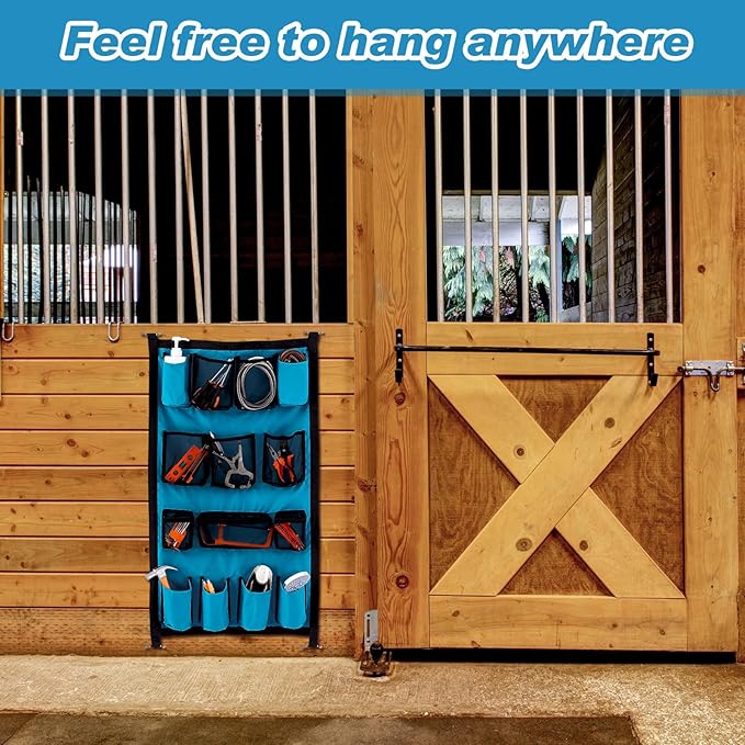 Riakrum 2 Pcs Horse Trailer Grooming Bag Hanging Horse Door Caddy Trailer Organizer Storage(Fresh,39 x 23 Inch)