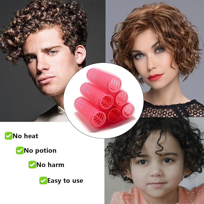 ZMD 18Pcs Self Grip Small Hair Curlers Rollers, Plastic Hair Curlers Heatless Salon Hairdressing Curlers DIY Curly Hair Accessories for Women Girls Short Medium Hair (0.8 x 2.4 Inch)