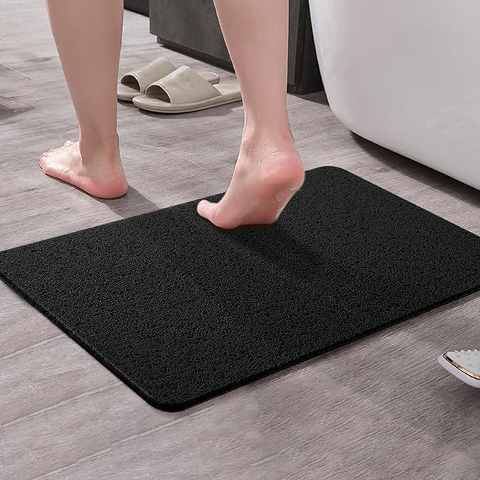Asvin Soft Textured Bath, Shower, Tub Mat, 24x16 Inch, Phthalate Free, Non Slip Comfort Bathtub Mats with Drain, PVC Loofah Bathroom Mats for Wet Areas, Quick Drying