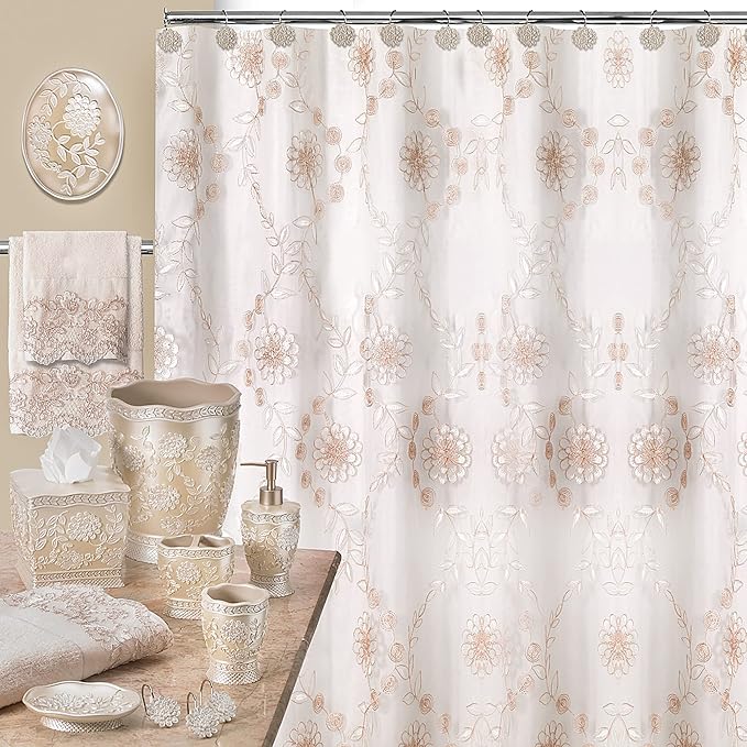 Zahari Home Rose Vine Bathroom Rug Luxury Bath Rug Washable Beautiful Shower Mat Unique Design Stylish Beige Bath Bath Rug Shower Tub Decor