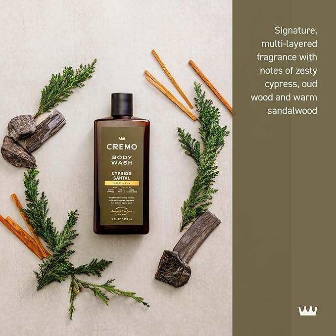 Cremo Body Wash for Men, Rich-Lathering Cypress Santal, 16 Fl Oz