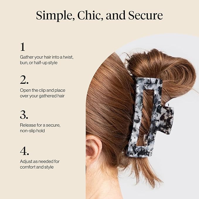Kitsch Jumbo Hair Clip for Women – Recycled Plastic Hair Claw Clip - All-Day Strong Hold, Durable Non-Slip Grip for Thick & Thin Hair - Black, 1pc