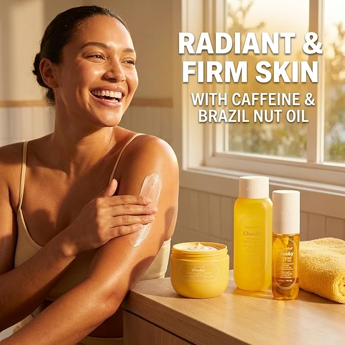 NATURE WELL Cheeky Firming Body Oil, Luxuriously Glowy & Fast-Absorbing Formula Designed to Nourish, Firm, & Visibly Smooth Skin, Scented with Pistachio, Almond, Coconut, & Salted Caramel, 3.4 Oz