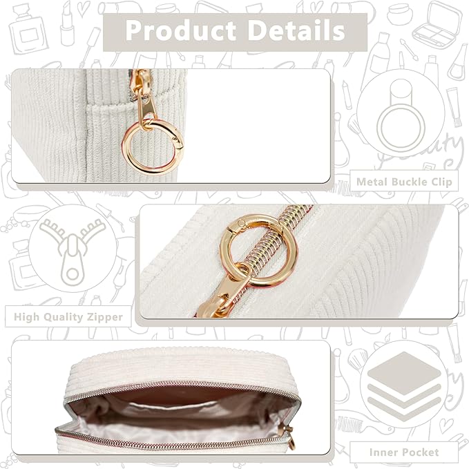 Period Bag for Girls, Corduroy Sanitary Napkin Storage Bag, Period Pouch & Tampon Holder, Feminine Care Organizer（Beige）