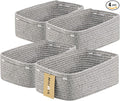 Small Storage Baskets for Organizing | Closet Organizer Bins | Shelf Toy Basket | Woven Rope Baskets | Cube Decorative Box | Shallow Basket | 13x8.5x5.1” | 4 Packs Mixed Grey