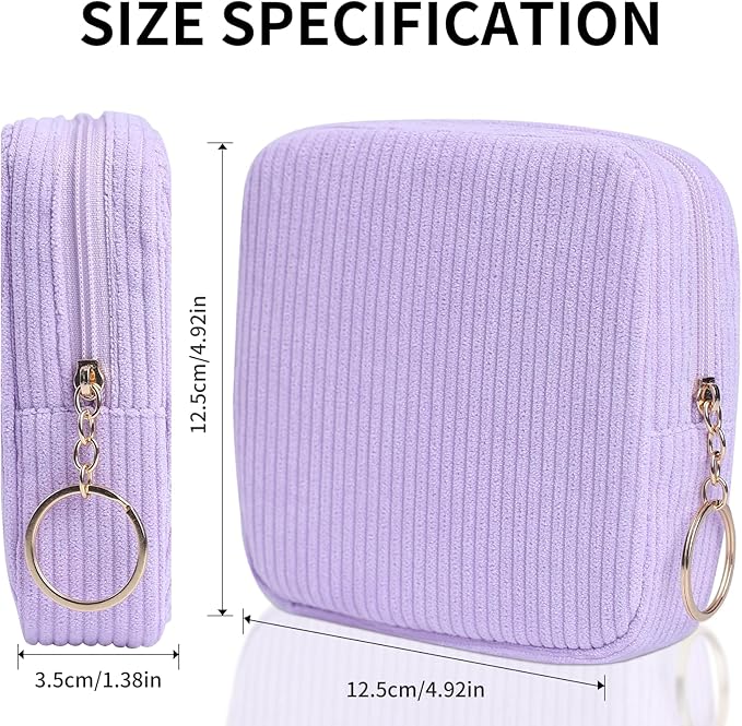 Sanitary Napkin Storage Bag, Preppy Corduroy Period Bag for Women, Cute Portable Period Pouch with Zipper, Sanitary Pads Bag Tampons Holder for Purse, First Period for Women Ladies