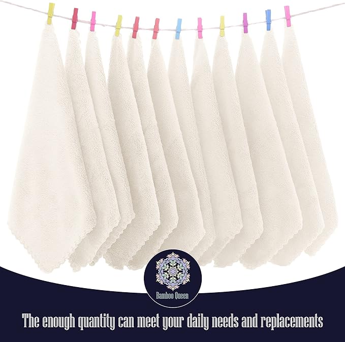 16 Pack Baby Washcloths - Luxury Coral Fleece - Extra Absorbent and Soft Wash Clothes for Newborns, Infants and Toddlers - Suitable for Sensitive Skin and New Born - Baby Shower - Cream, 10x10 Inch