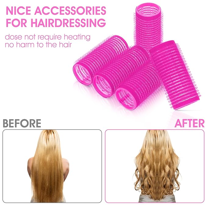 18pcs Plastic Hair Rollers Self Grip Hair Rollers with Rat Tail Comb Small Heatless Roller Hair Curlers for Pro Salon Hairdressing and DIY Hairstyles (0.98 X 2.44 Inch)