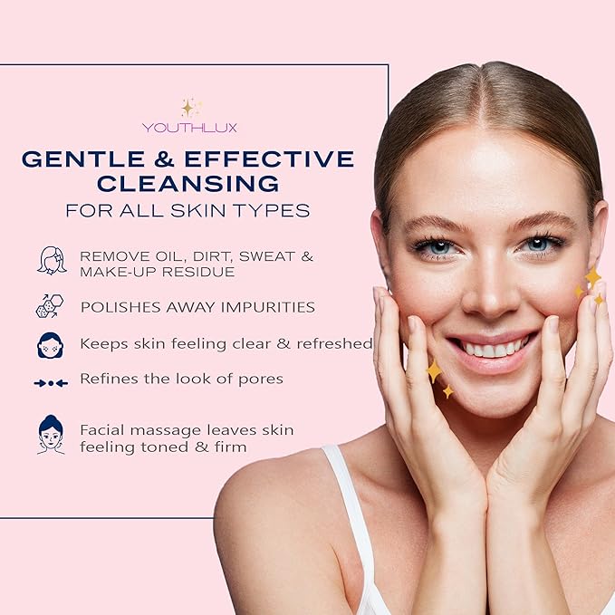 SoniGlow Silicone Facial Cleansing Brush – Electric Vibrating Skincare Scrubber Tool for Deep Pore Cleansing, Gentle Massage, Makeup Removal, Waterproof and Rechargeable (Navy)