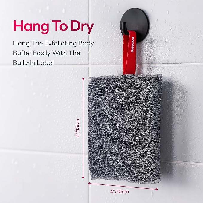 Exfoliating Body Scrubber, Rough Exfoliation Body Exfoliator Sponge for Remove Dead Skin, Body Exfoliating Sponges, Bath and Body Exfoliate Buffer, Mens and Womens Sponge for Shower (2 Pack)