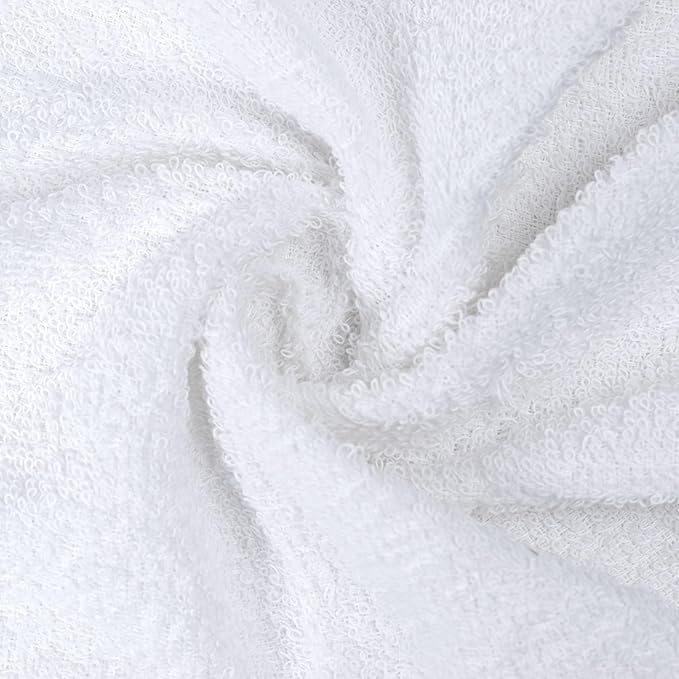 Terry Washcloths – 12x12 Inches – Pack of 10 – Grey & White – Highly Absorbent, Soft Feel and Multipurpose Cotton Wash Cloths for Everyday Use
