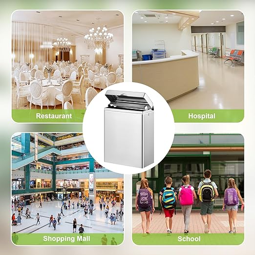 Tioncy 2 Pcs Sanitary Disposal Tampon Napkin Bathroom Receptacle Wall Mounted with Sanitary Receptacle Liner Frame Holder Stainless Steel Mini Bin Restroom Commercial Small Space (Natural Color)