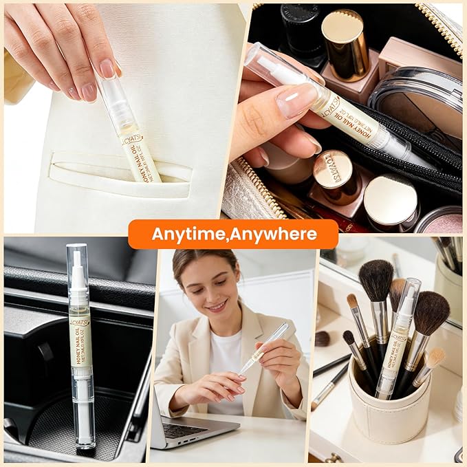 Honey Nail Oil Treatment for Growth & Strength, Cuticle Oil Pen to Deeply Nourish, Moisturize & Repair Dry, Brittle, Peeling & Damaged Nails, Mother's Day Gifts for Mom