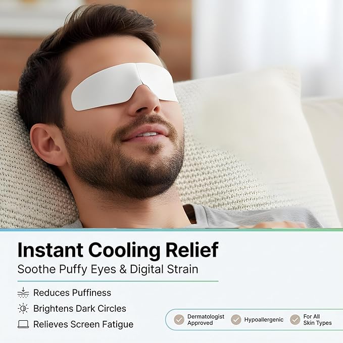 Glitch Cooling Hydrogel Eye Mask – Cold Therapy Gel Pad for Puffy Eyes, Dark Circles & Stress Relief – Relaxing Eye Patch for Fatigue, Dry Eye & Travel