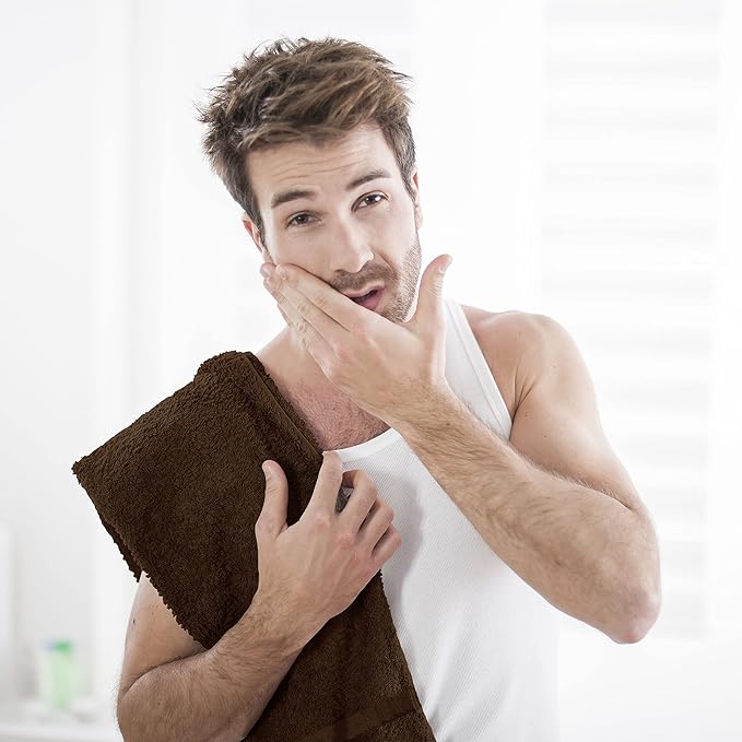 Utopia Towels, Salon Towel, Pack of 24, Not Bleach Proof, 16 by 27 Inches, Highly Absorbent Cotton Towels for Hand, Gym, Beauty, Spa, and Home Hair Care, Dark Brown