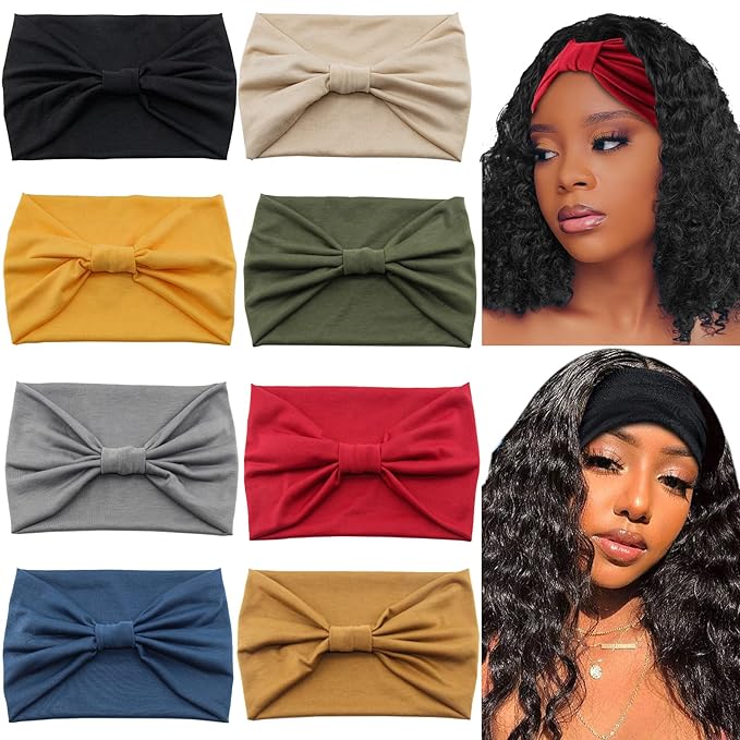 Yeshan Wide Headbands for Women Non Slip Turban Headband, Boho Elastic Headband Sweat Bands Yoga Hair Bands for Women's Hair，Pack of 8