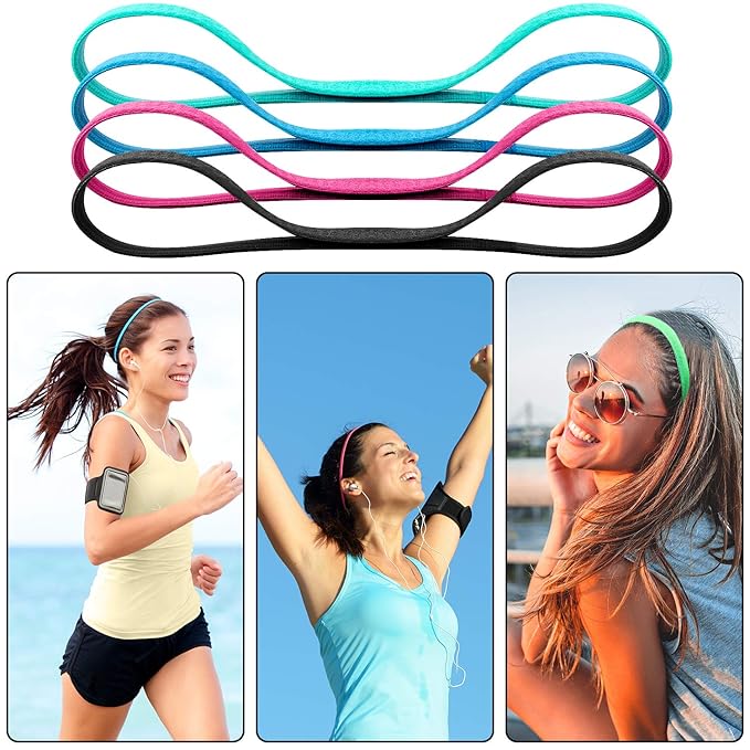 Duufin 20 Pieces Elastic Headbands Non Slip Sport Headband Colorful Hair Bands Workout Headband Sweatband Fashion Yoga, Running Elastic Sports Headbands for Women, Men and Girls, 14 Colors