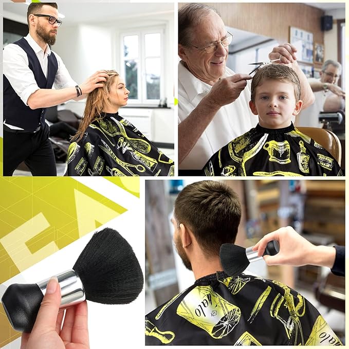 FEBSNOW Professional Hair Cutting Cape with Neck Duster Brush, Salon Barber Cape, Hair Cutting Accessories (Yellow Floral Print)