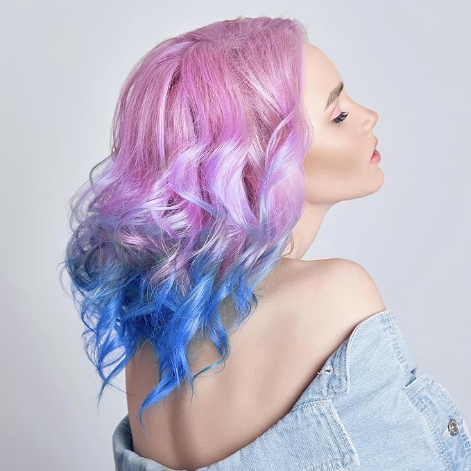 Hair Highlighting Cap, Blue Hair Highlighting Cap Kit Coloring Frosting Dye Kit with Iron Crochet Hook, Brush, Shawl and Gloves Highlight Caps for Salon DIY Dyeing Hairdressing